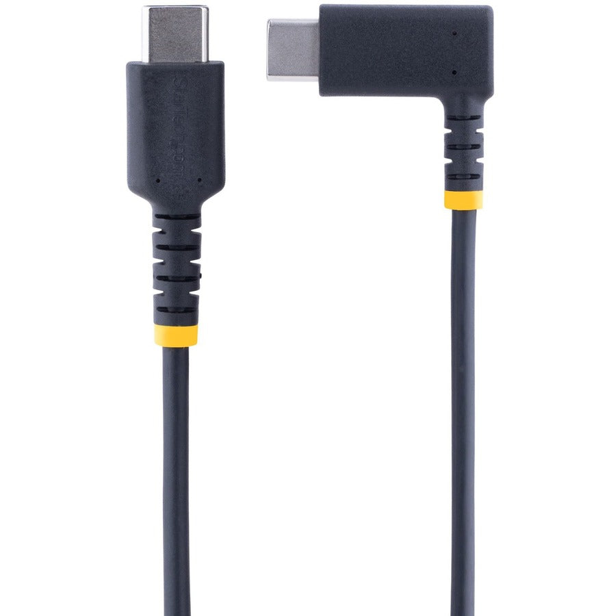 StarTech.com Câble de chargement USB C à angle droit de 1 m, 60 W PD 3 A, câble USB-C à charge rapide robuste, fibre d'aramide robuste et durable R2CCR-1M-USB-CABLE