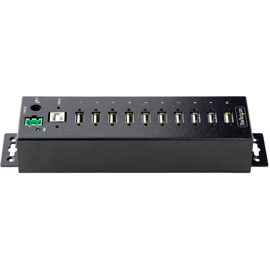 StarTech.com 10-Port Industrial USB 2.0 HUB, Rugged USB Hub w/ESD Level 4 Protection, DIN/Wall/Desk Mountable USB-A Hub, Multiport USB Hub USB210AIND-USB-A-HUB