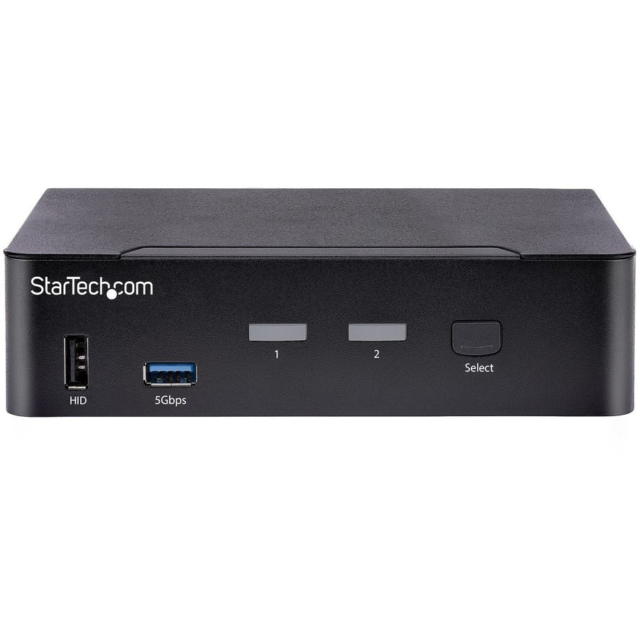 StarTech.com USB C KVM Switch, 2 Port DisplayPort KVM w/ 4K 60Hz UHD HDR Video, 3.5mm Audio, USB Type C KVM Switch, 4x USB HID and 2x USB A 3.2 Gen 1 5Gbps Hub, Thunderbolt 3/4 Compatible - Hot Key Switching SV231DPUCA