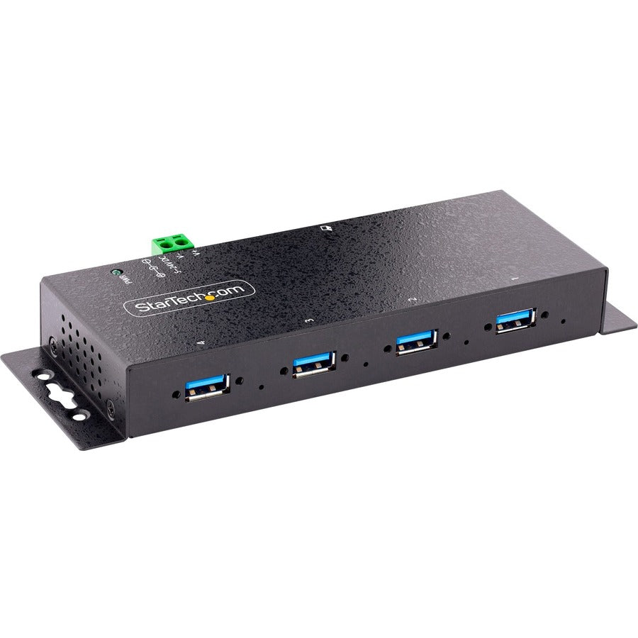 StarTech.com Hub industriel USB 3.0 5 Gbit/s à 4 ports, hub USB robuste avec protection ESD et contre les surtensions, montage DIN/mur/bureau, hub d'extension USB-A 5G4AINDNP-USB-A-HUB