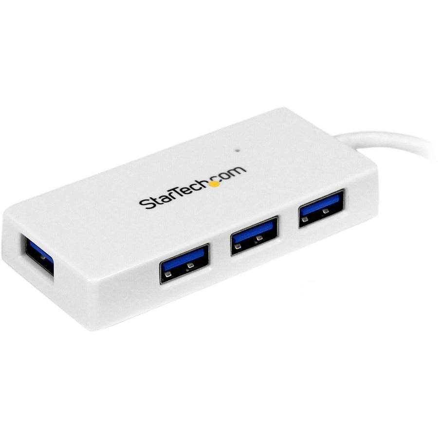 StarTech.com Portable 4 Port SuperSpeed Mini USB 3.0 Hub - White ST4300MINU3W