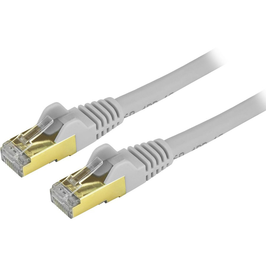 StarTech.com Câble Ethernet CAT6a de 25 pieds - Cordon de raccordement PoE 10 Gigabit de catégorie 6a blindé sans accroc 100 W - Câblage certifié UL gris 10 GbE/TIA C6ASPAT25GR