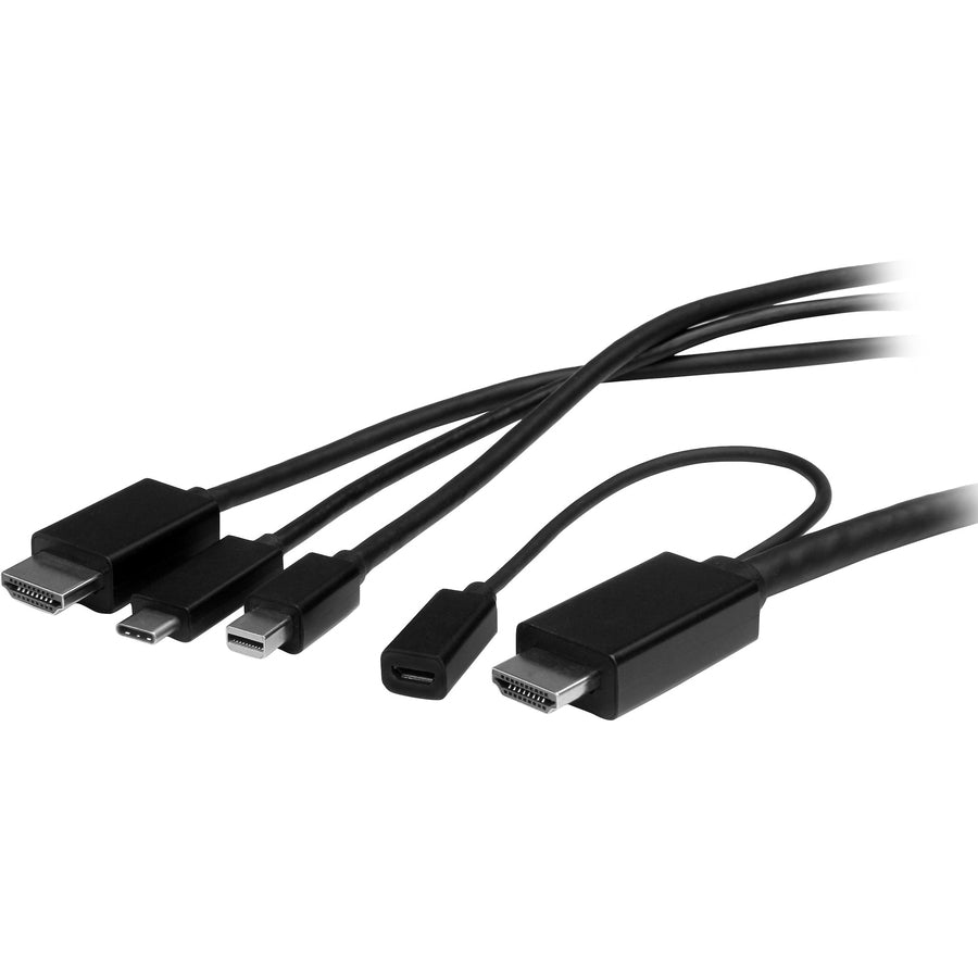 StarTech.com USB-C HDMI Cable Adapter - 6 ft / 2m - 4K - Thunderbolt Compatible - HDMI / USB C / Mini DisplayPort to HDMI Cable CMDPHD2HD