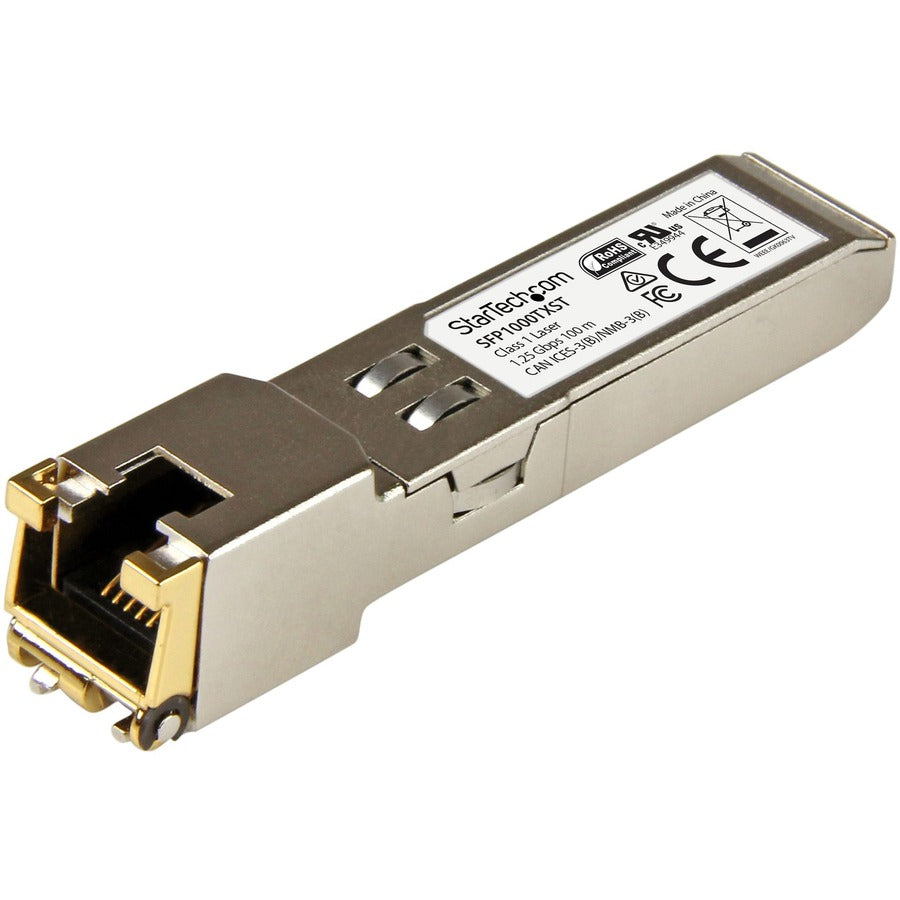 StarTech.com Module SFP non codé MSA - 1000BASE-TX - Module émetteur-récepteur 1GE Gigabit Ethernet SFP SFP vers RJ45 Cat6/Cat5e - 100 m SFP1000TXST