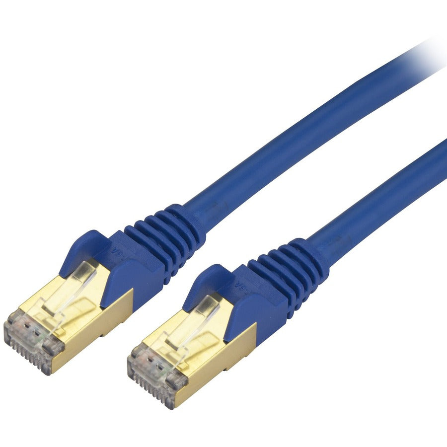 StarTech.com Câble Ethernet CAT6a de 0,6 m – Cordon de brassage PoE 10 Gigabit catégorie 6a blindé sans accroc 100 W – Câblage certifié UL bleu 10 GbE/TIA C6ASPAT2BL