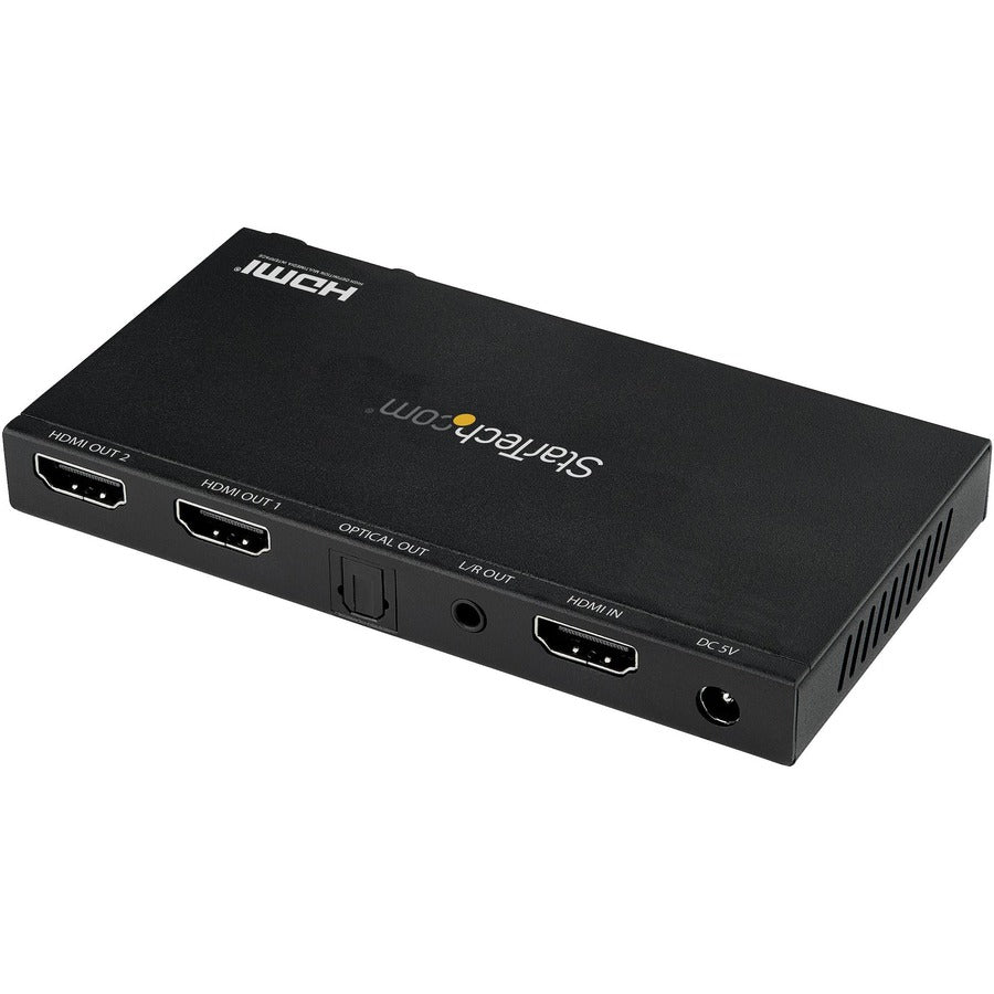 StarTech.com 2-Port HDMI Splitter (1x2), 4K 60Hz UHD HDMI 2.0 Audio Video Splitter w/ Scaler and Audio Extractor, EDID Copy, TV/Projector ST122HD20S