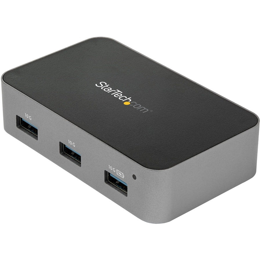 StarTech.com Hub USB C 4 ports avec adaptateur secteur, USB 3.1/3.2 Gen 2 (10 Gbit/s), 4 x USB Type A, auto-alimenté, port de charge rapide, montable HB31C4AS