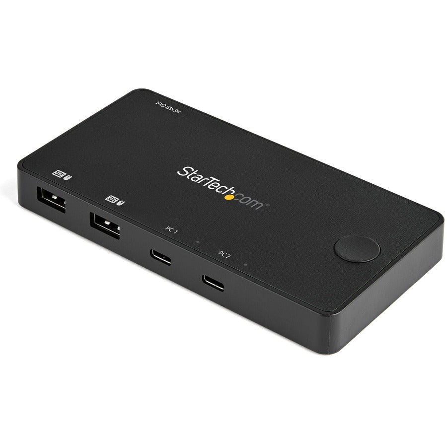 StarTech.com Commutateur KVM USB C 2 ports - HDMI 4K 60 Hz - Commutateur KVM de bureau UHD compact avec câbles USB de type C - MacBook ThinkPad SV211HDUC alimenté par bus