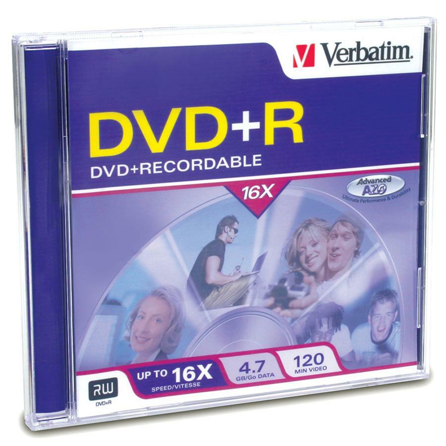 Verbatim DVD+R 4.7GB 16X with Branded Surface - 1pk Jewel Case 94916