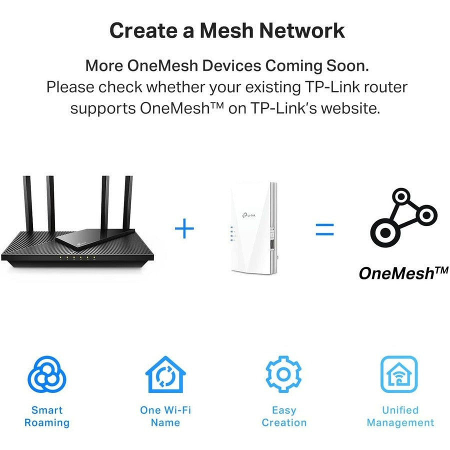 TP-Link RE600X Dual Band 802.11ax 1.80 Gbit/s Wireless Range Extender RE600X