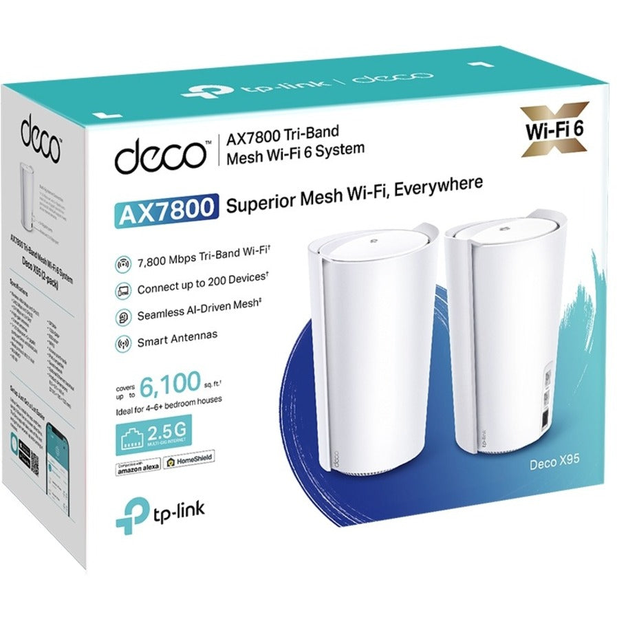 TP-Link Deco X95 Wi-Fi 6 IEEE 802.11 a/b/g/n/ac/ax Ethernet Wireless Router DECO X95(2-PACK)
