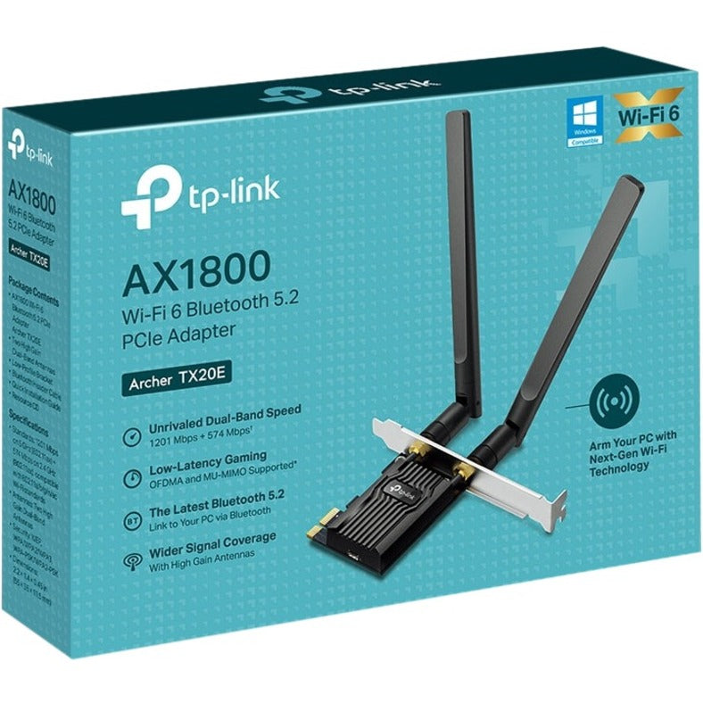 TP-Link Archer TX20E IEEE 802.11ax Bluetooth 5.2 Dual Band Wi-Fi/Bluetooth Combo Adapter for Desktop Computer/Server ARCHER TX20E