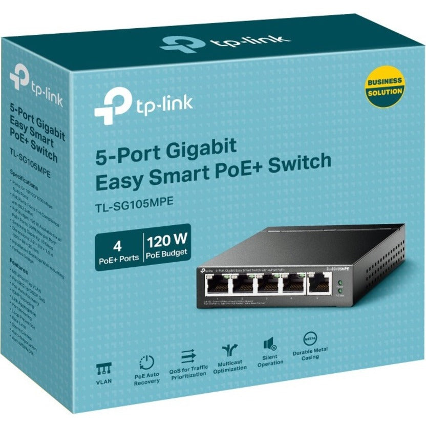 TP-Link  Omada 5-Port Gigabit Easy Smart Switch with 4-Port PoE+ TL-SG105MPE