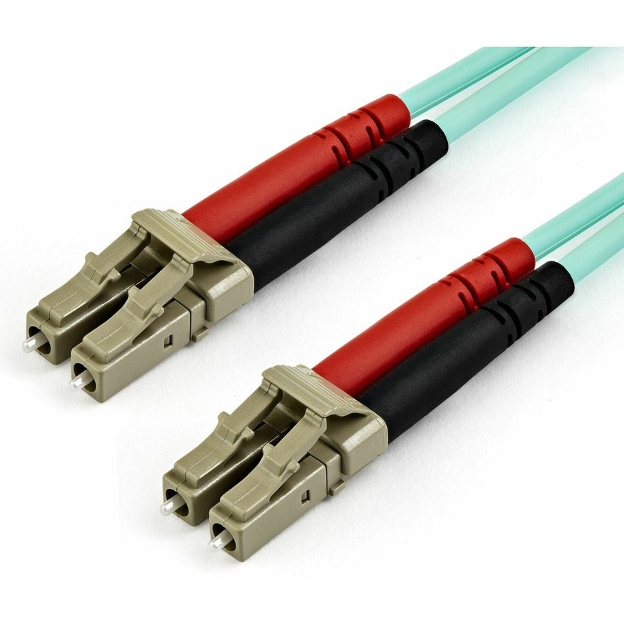 StarTech.com Câble de raccordement à fibre optique duplex multimode OM4 LC vers LC de 10 m - Aqua - 50/125 - Câble à fibre optique - 40/100 Go - LSZH (450FBLCLC10) 450FBLCLC10