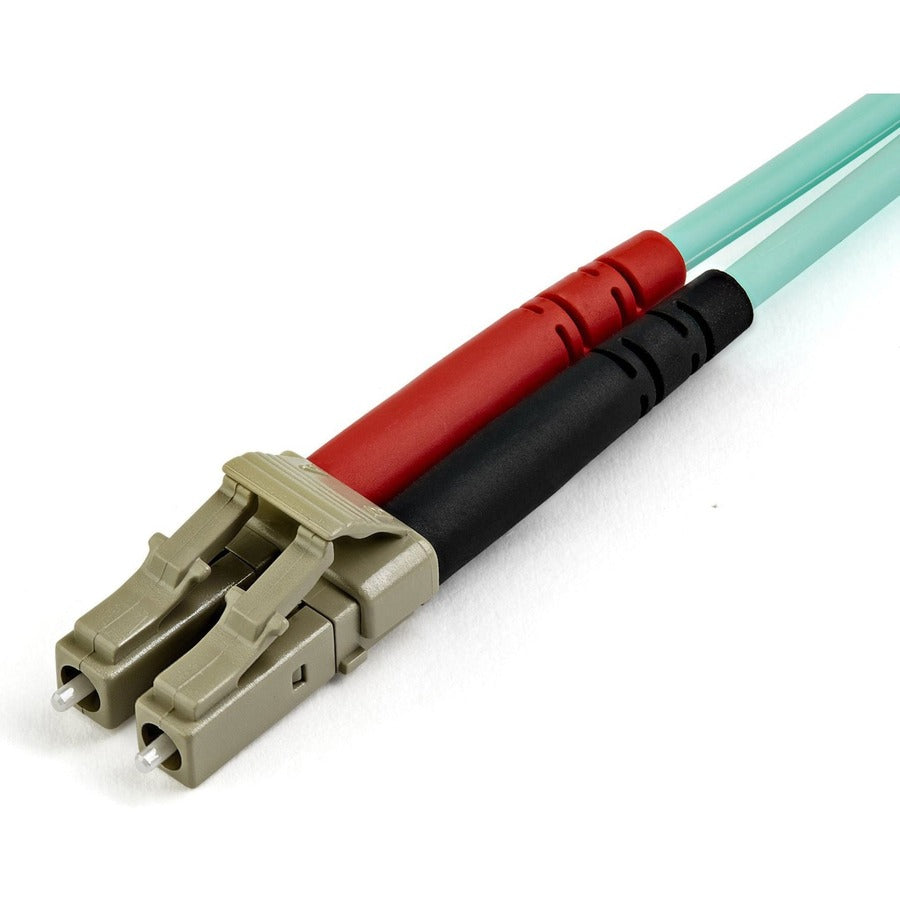 StarTech.com 10m OM4 LC to LC Multimode Duplex Fiber Optic Patch Cable- Aqua - 50/125 - Fiber Optic Cable - 40/100Gb - LSZH (450FBLCLC10) 450FBLCLC10