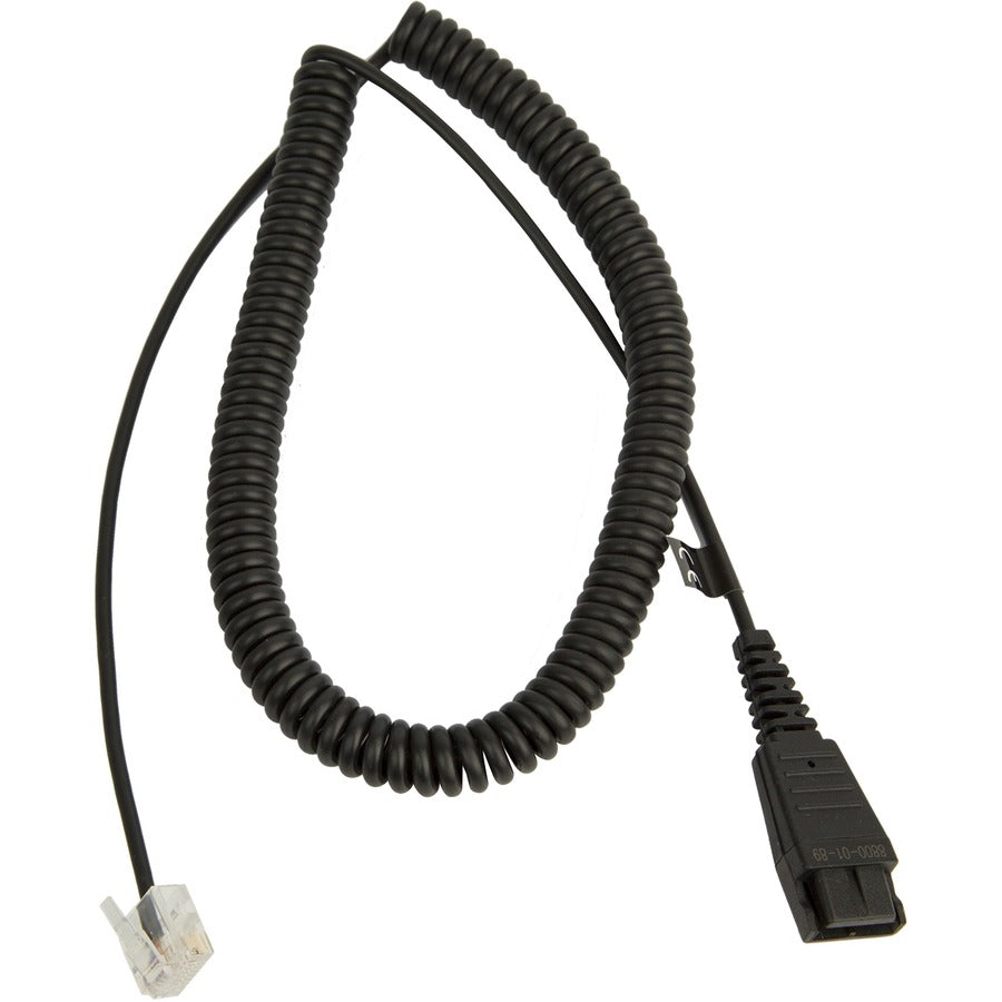 Jabra Quick Disconnect (QD) to Modular (RJ) Balanced Coiled Bottom Cord, 2 Meter 8800-01-89