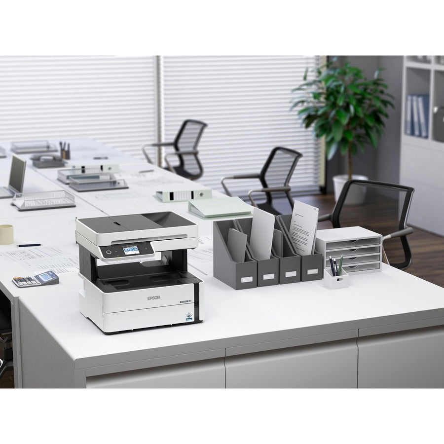 Epson WorkForce ST-M3000 Monochrome Multifunction Supertank Printer. Cartridge Free MFP with ADF & Fax Inkjet copier/Fax/Scanner-1200x2400 dpi Print-Automatic Duplex Print-1200 dpi Optical Scan-20 ppm-Up to 23k pages of ink-Wireless LAN C11CG93201