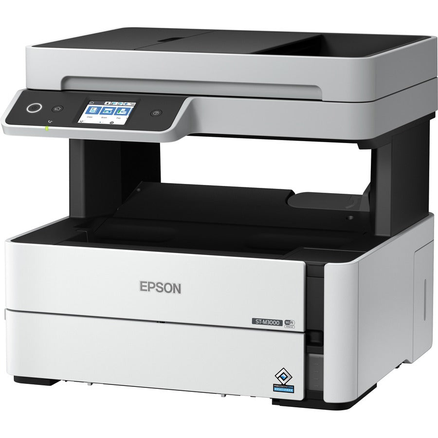 Epson WorkForce ST-M3000 Monochrome Multifunction Supertank Printer. Cartridge Free MFP with ADF & Fax Inkjet copier/Fax/Scanner-1200x2400 dpi Print-Automatic Duplex Print-1200 dpi Optical Scan-20 ppm-Up to 23k pages of ink-Wireless LAN C11CG93201