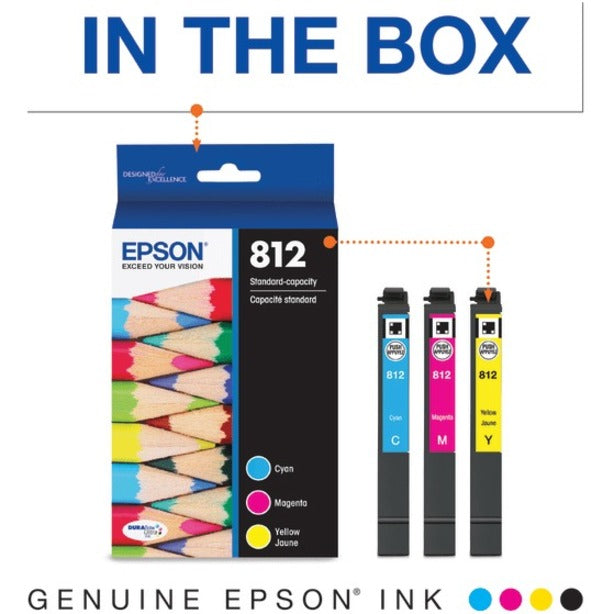 Epson DURABrite Ultra T812 Original Standard Yield Inkjet Ink Cartridge - Combo Pack - CMY - 3 Pack T812520-S