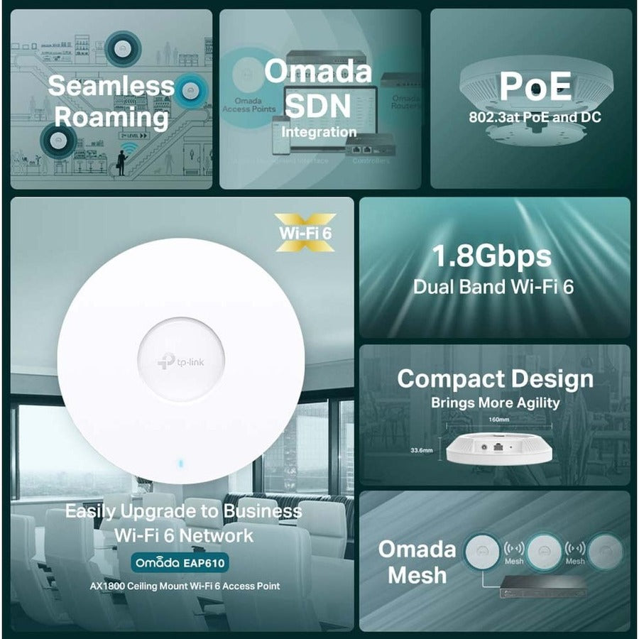 Point d'accès sans fil TP-Link EAP610 double bande IEEE 802.11ax 1,73 Gbit/s EAP610_V2