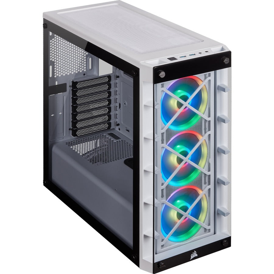 Boîtier intelligent ATX moyenne tour Corsair iCUE 465X RGB - Blanc CC-9011189-WW