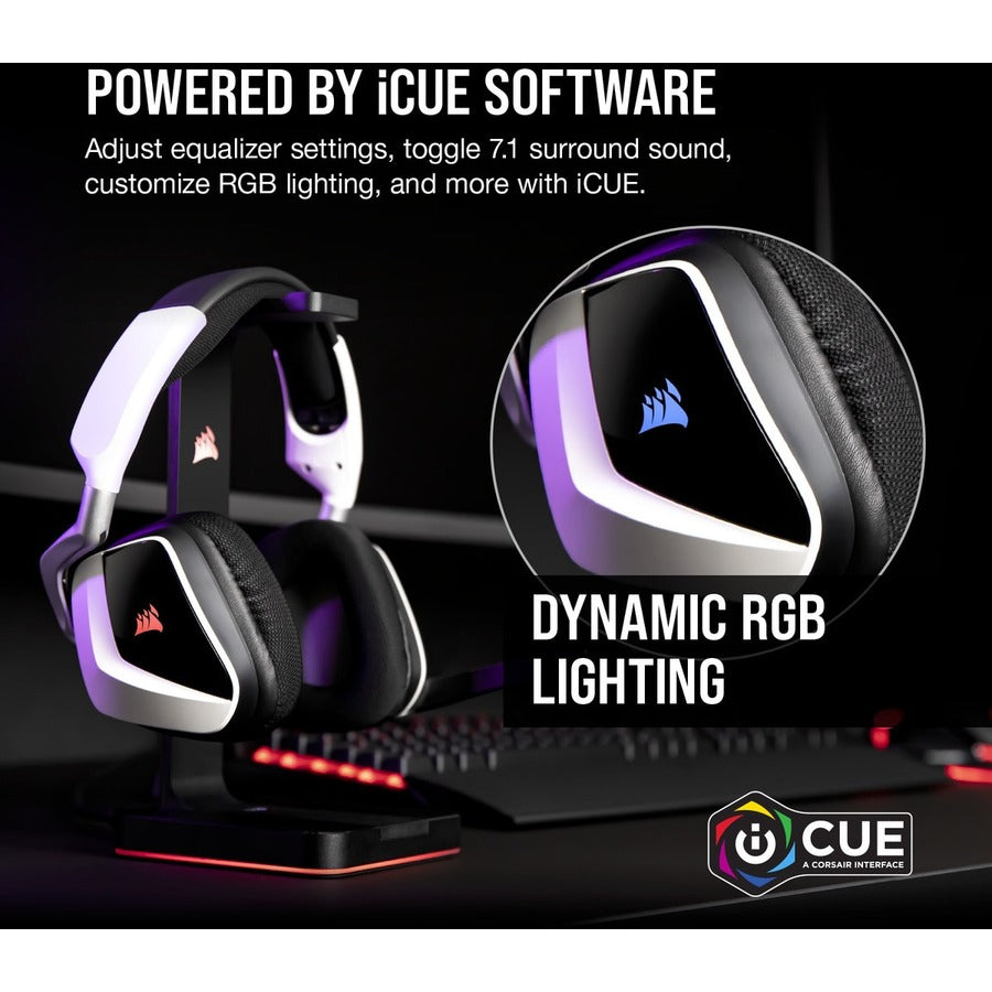 Corsair VOID RGB ELITE Casque de jeu sans fil haut de gamme avec son surround 7.1 - Blanc CA-9011202-NA