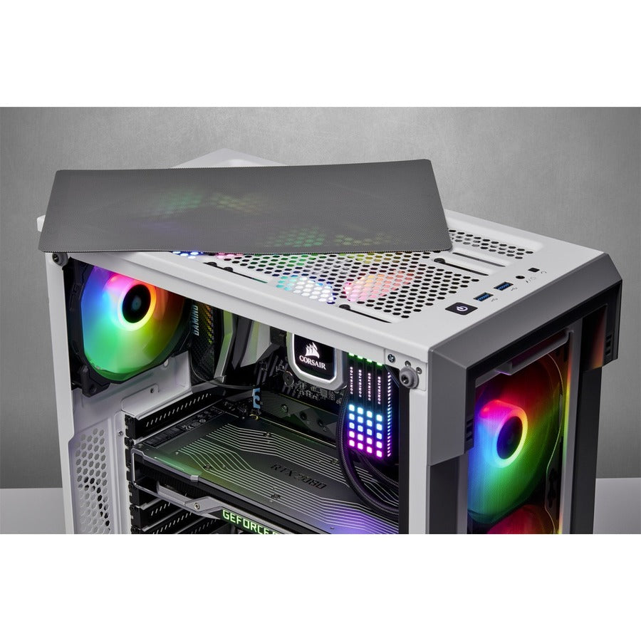 Corsair iCUE 220T RGB Airflow Tempered Glass Mid-Tower Smart Case - White CC-9011174-WW