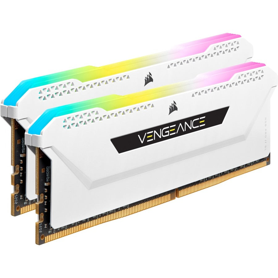 Corsair Vengeance RGB Pro SL 16GB (2x8GB) DDR4 DRAM 3600MHz C18 Memory Kit - White CMH16GX4M2D3600C18W