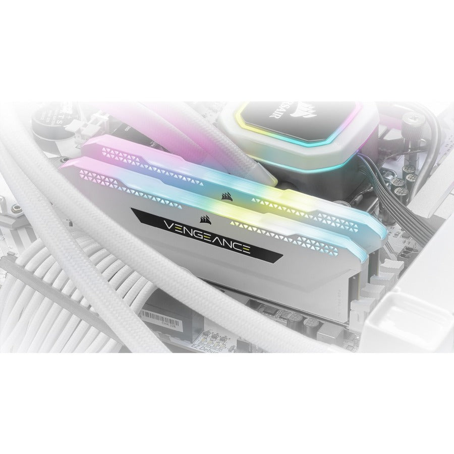 Corsair Vengeance RGB Pro SL 16GB (2x8GB) DDR4 DRAM 3600MHz C18 Memory Kit - White CMH16GX4M2D3600C18W