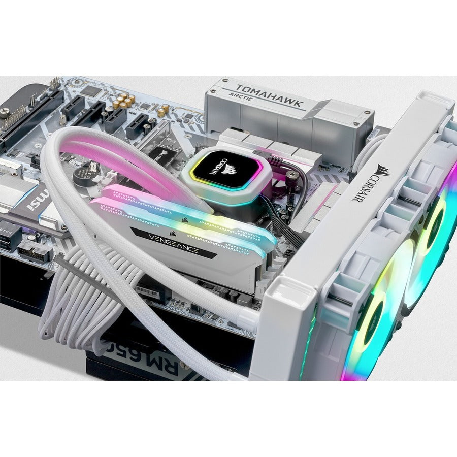 Corsair Vengeance RGB Pro SL 32GB (2 x 16GB) DDR4 DRAM 3600MHz C18 Memory Kit - White CMH32GX4M2D3600C18W