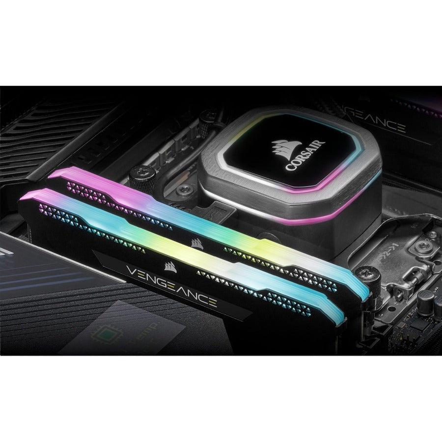 Corsair Vengeance RGB Pro SL 32GB (2 x 16GB) DDR4 DRAM 3200MHz C16 Memory Kit - Black CMH32GX4M2E3200C16