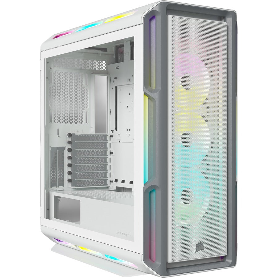 Boîtier PC ATX moyenne tour Corsair iCUE 5000T RGB en verre trempé - Blanc CC-9011231-WW