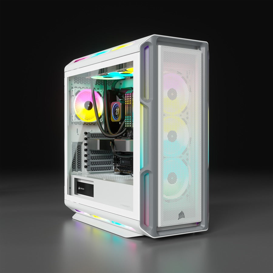 Boîtier PC ATX moyenne tour Corsair iCUE 5000T RGB en verre trempé - Blanc CC-9011231-WW