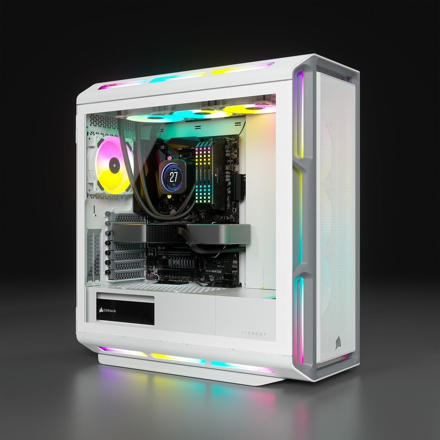 Boîtier PC ATX moyenne tour Corsair iCUE 5000T RGB en verre trempé - Blanc CC-9011231-WW