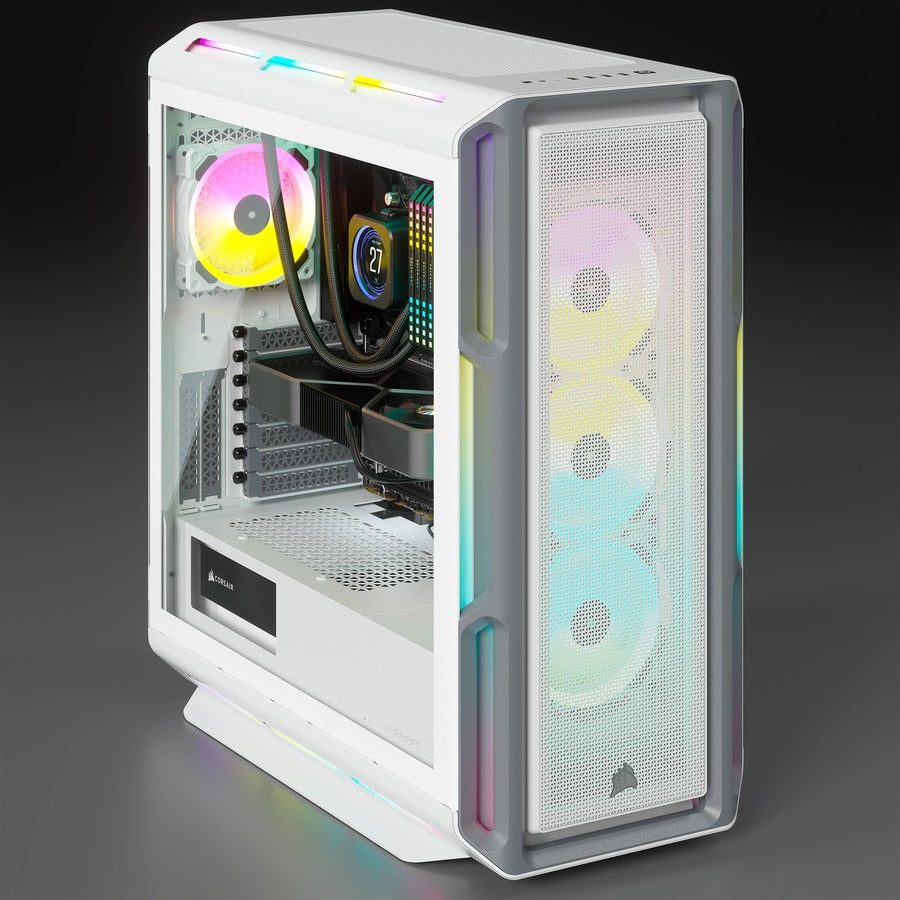 Boîtier PC ATX moyenne tour Corsair iCUE 5000T RGB en verre trempé - Blanc CC-9011231-WW