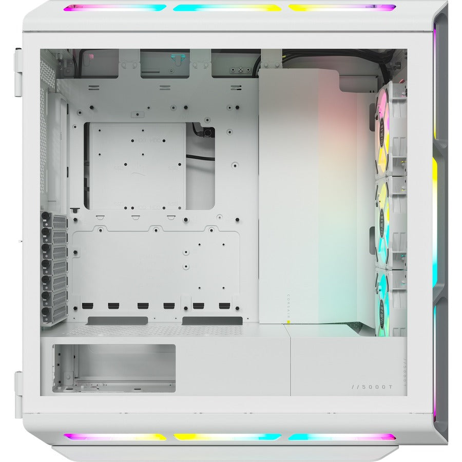 Boîtier PC ATX moyenne tour Corsair iCUE 5000T RGB en verre trempé - Blanc CC-9011231-WW