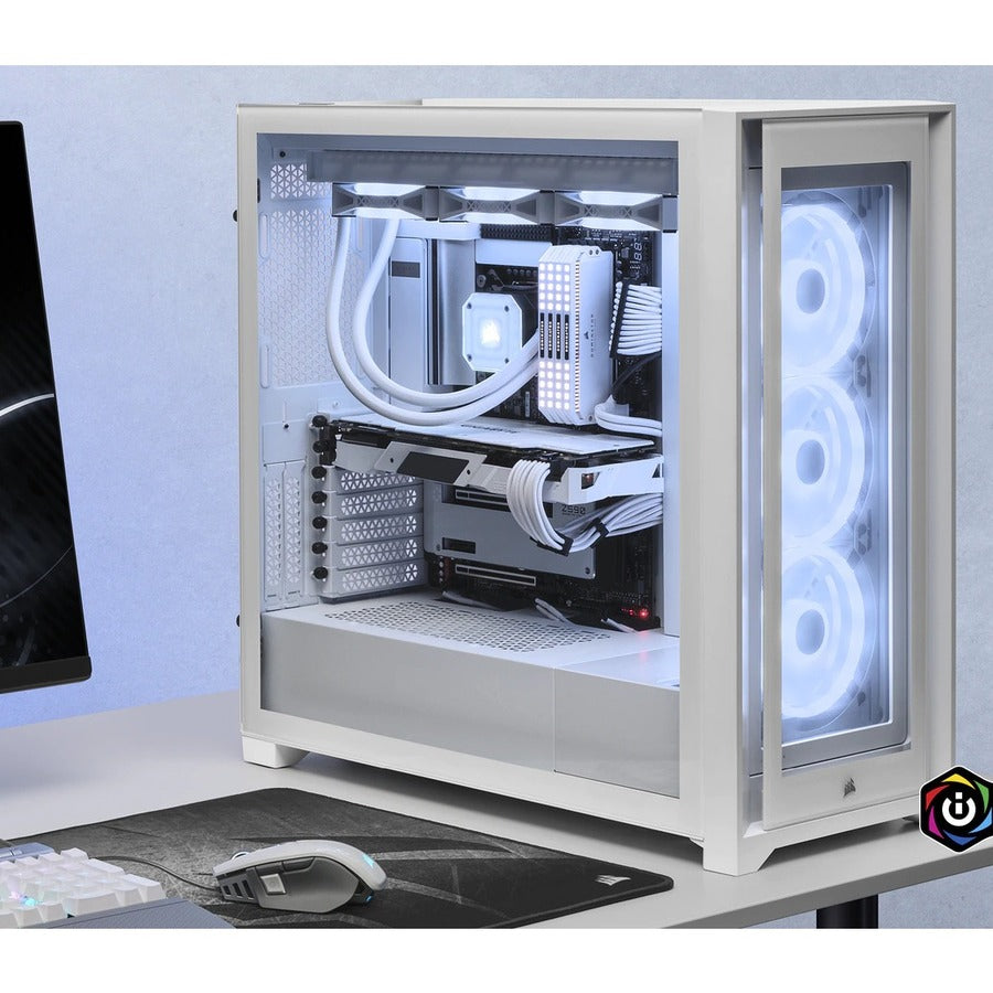 Corsair iCUE 5000X RGB QL Edition Mid-Tower ATX Case - True White CC-9011233-WW