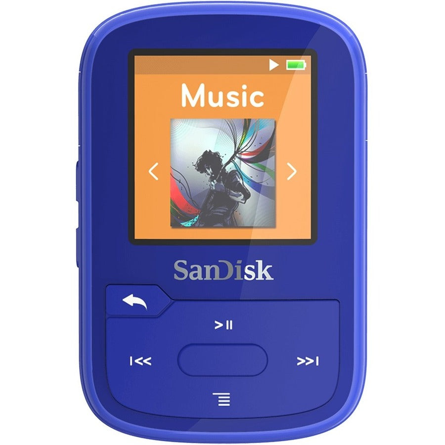 SanDisk Clip Sport Plus 16 GB Flash MP3 Player - Blue SDMX28-016G-G46B