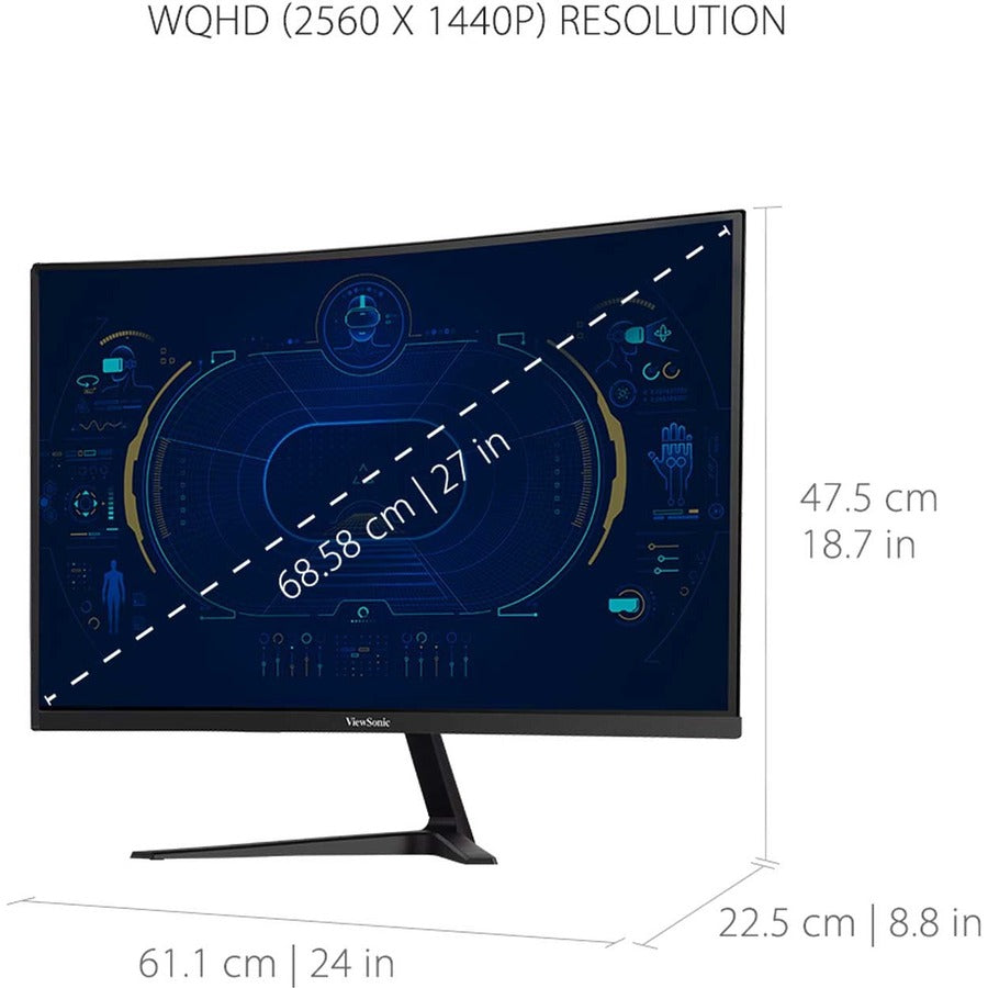 ViewSonic VX2718-2KPC-MHD 27" QHD Curved Screen LED Gaming LCD Monitor - 16:9 - Black VX2718-2KPC-MHD