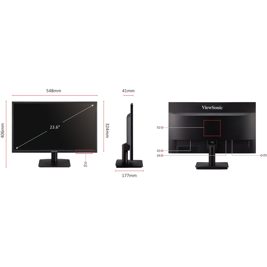 ViewSonic VA2405-H 23.6" Full HD LED LCD Monitor - 16:9 - Black VA2405-H