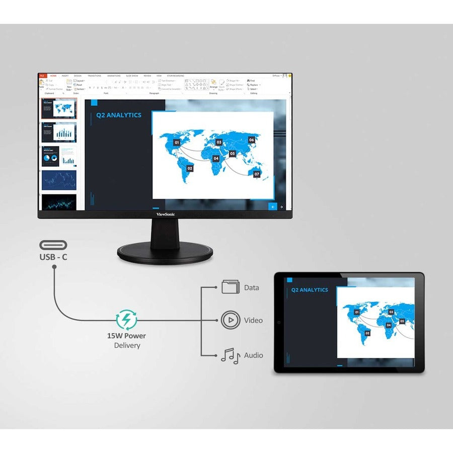 ViewSonic Value VA2447-MHU 23.8" Full HD LED Monitor - 16:9 - Black VA2447-MHU