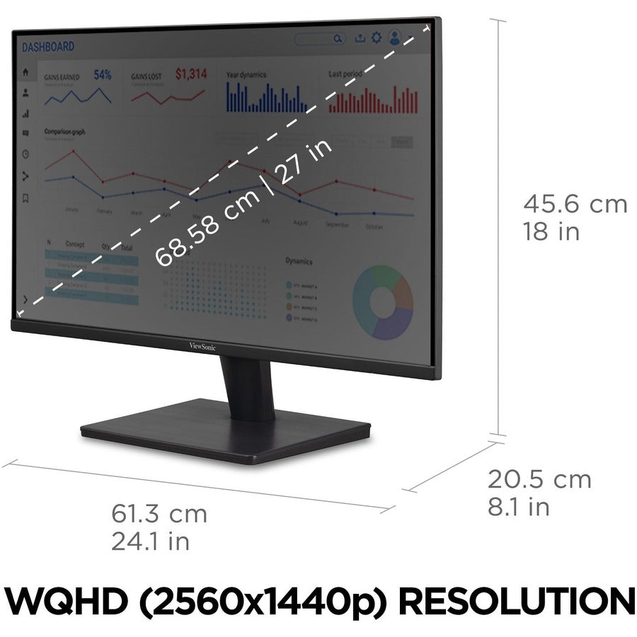 ViewSonic Graphic VA2715-2K-MHD 27" WQHD LED Monitor - 16:9 - Black VA2715-2K-MHD