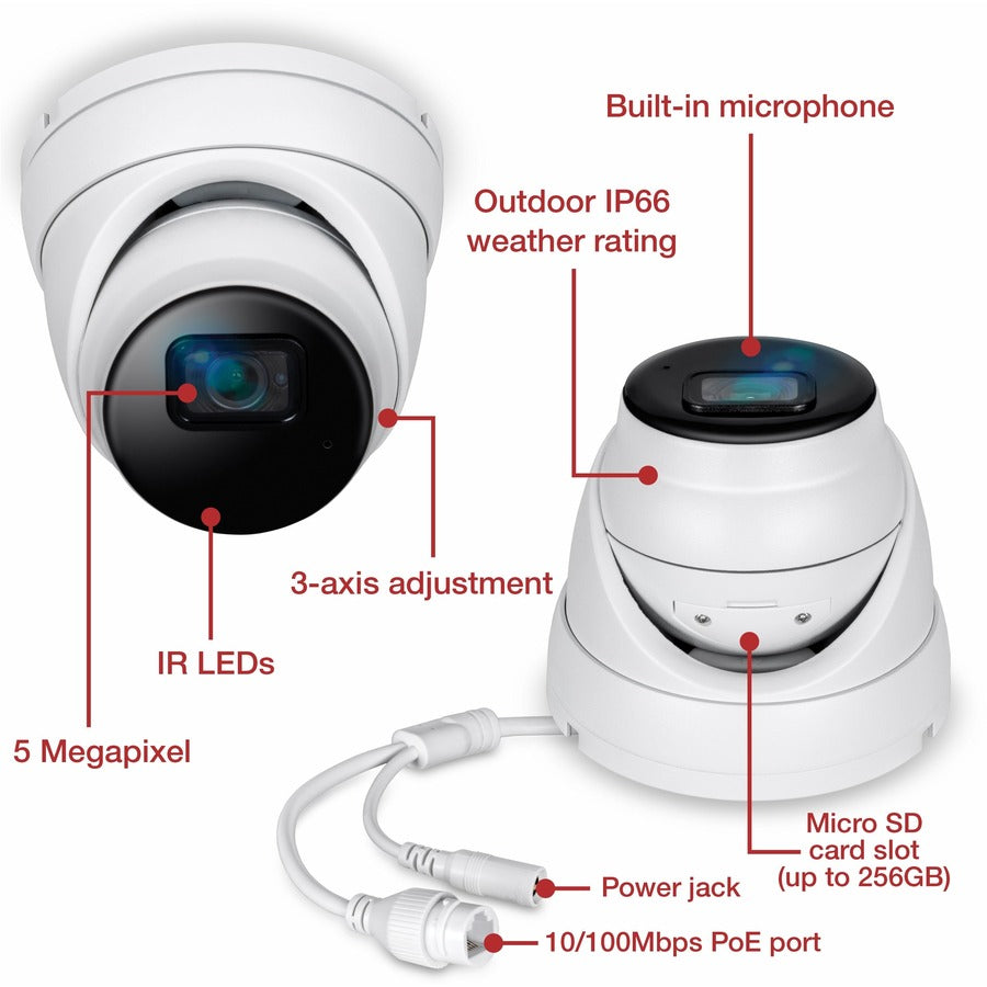 TRENDnet TV-IP1515PI 5 Megapixel Indoor/Outdoor Network Camera - Color - Dome - White - TAA Compliant TV-IP1515PI