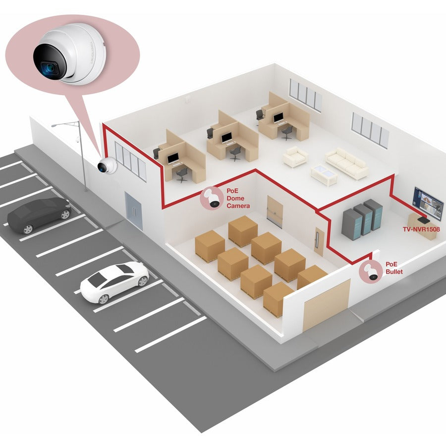 TRENDnet TV-IP1515PI 5 Megapixel Indoor/Outdoor Network Camera - Color - Dome - White - TAA Compliant TV-IP1515PI