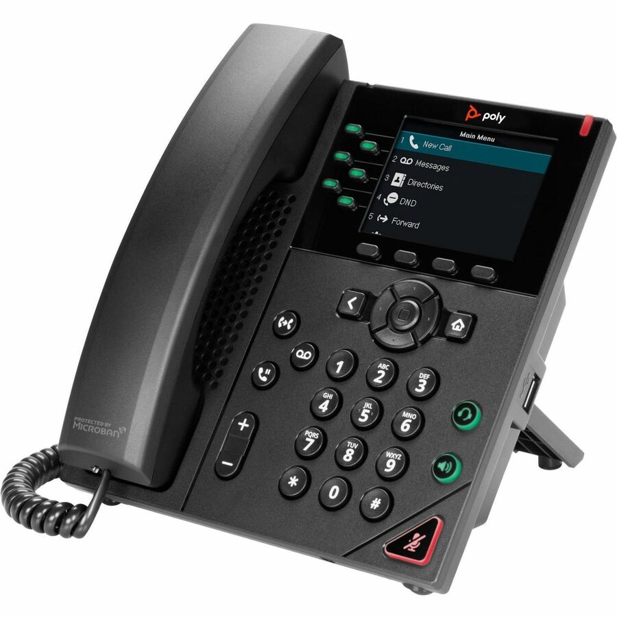 Poly VVX 350 IP Phone - Corded - Corded - Desktop, Wall Mountable - Black - TAA Compliant 89B68AA