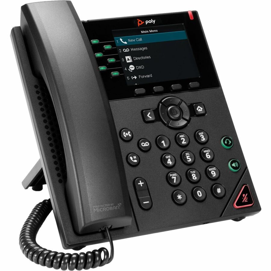 Poly VVX 350 IP Phone - Corded - Corded - Desktop, Wall Mountable - Black - TAA Compliant 89B68AA