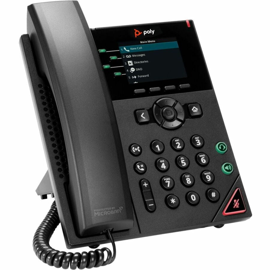 Poly VVX 250 IP Phone - Corded - Corded - Desktop, Wall Mountable - Black 89B66AA#ABA