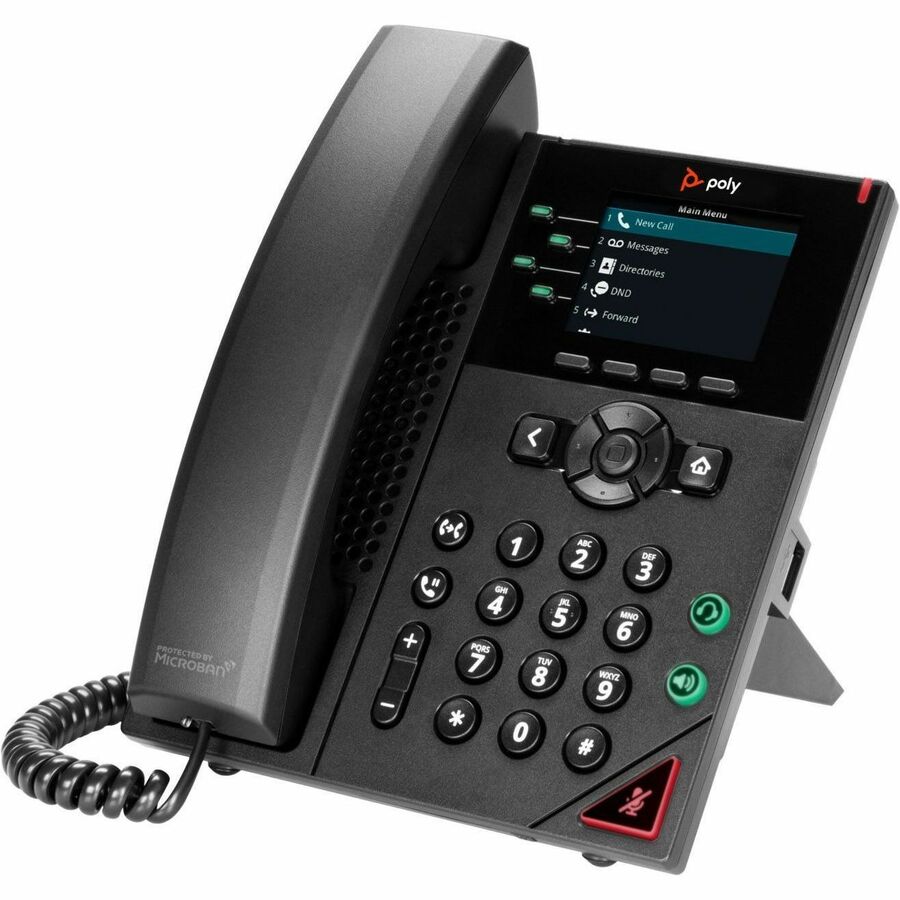 Poly VVX 250 IP Phone - Corded - Corded - Desktop, Wall Mountable - Black 89B62AA#AC3