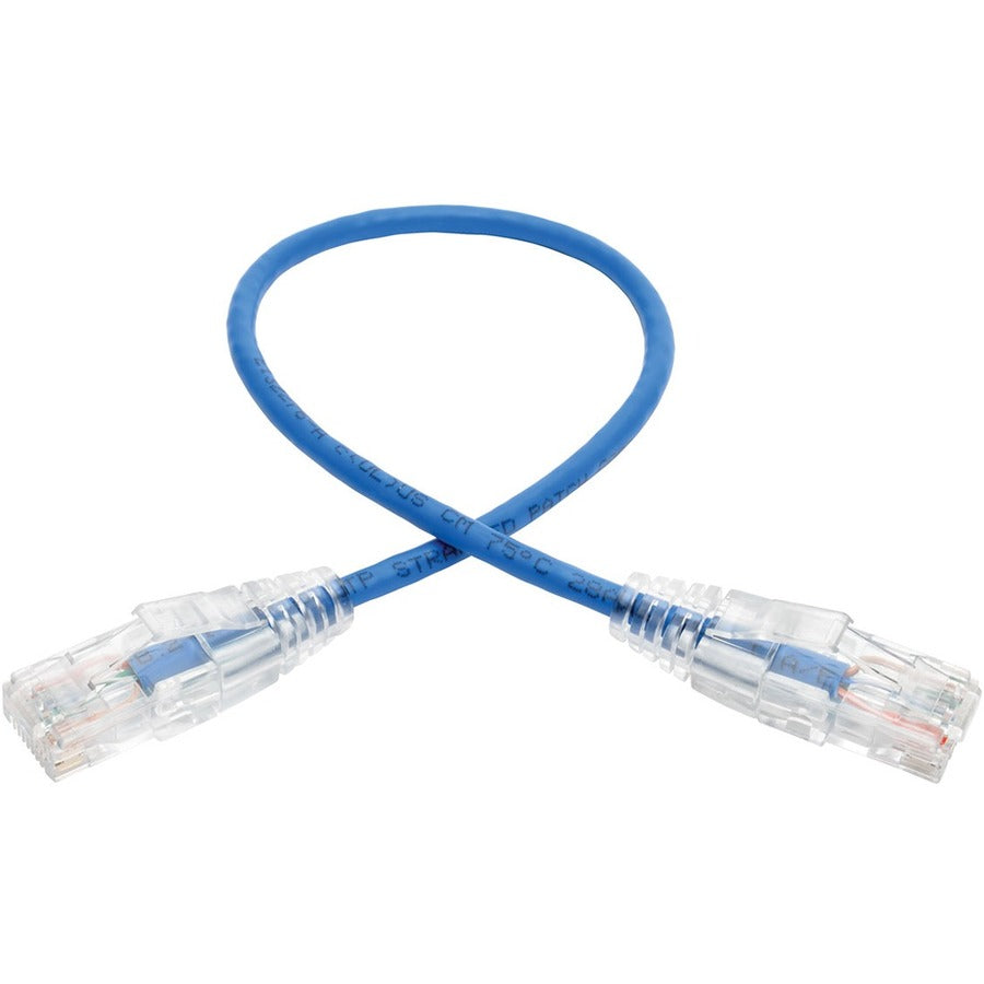 Tripp Lite N201-S01-BL Câble patch UTP moulé sans accroc Cat6 Gigabit fin (RJ45 M/M), bleu, 0,3 m