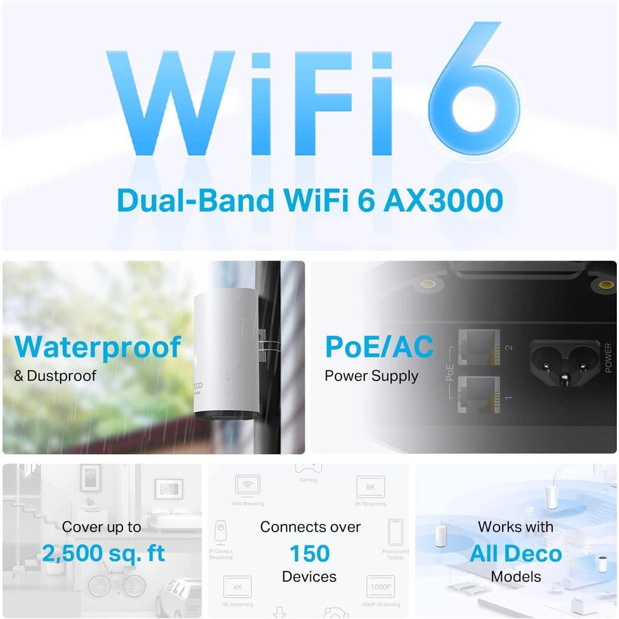 TP-Link Deco X50-Outdoor Routeur sans fil Ethernet Wi-Fi 6 IEEE 802.11ax DecoX50-Outdoor1-pack